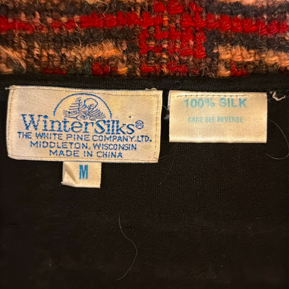 Vintage 90’s Winter Silks Under Silks 100% silk black long sleeve base layer M - Picture 3 of 5